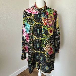 Johnny Was Fagan Josie Button Down Silk Blouse in XS